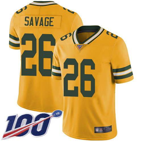 Green Bay Packers Limited Gold Men #26 Savage Darnell Jersey Nike NFL 100th Season Rush Vapor Untouchable->women nfl jersey->Women Jersey